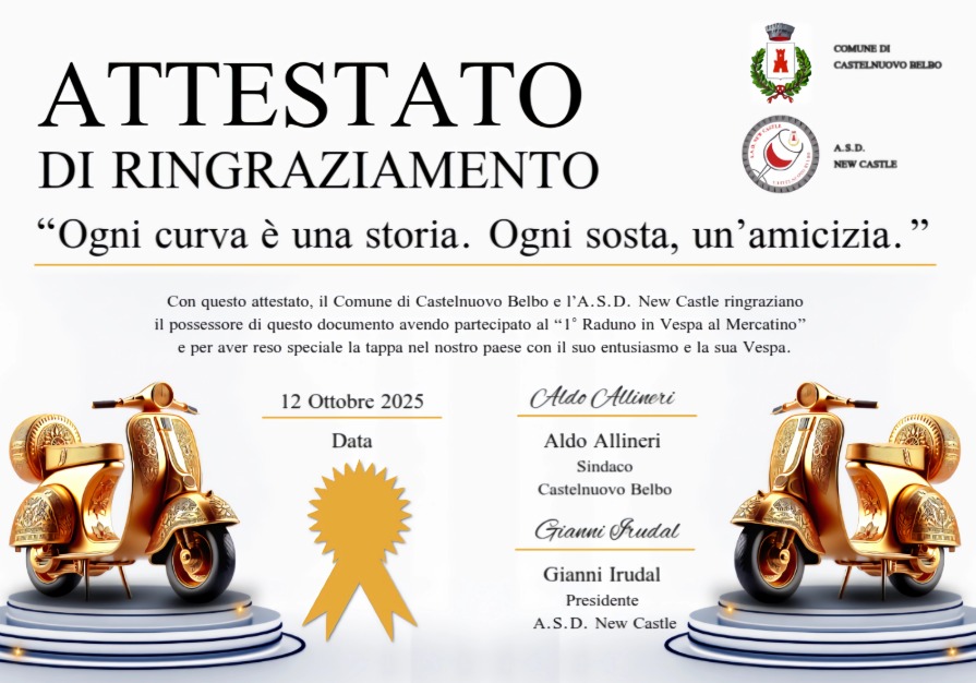 Castelnuovo Belbo Attestati vespisti 2